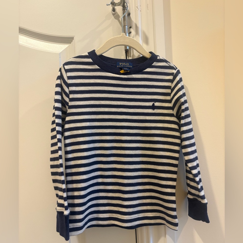 Polo by Ralph Lauren Kids Navy and White Striped Long Sleeve Tee